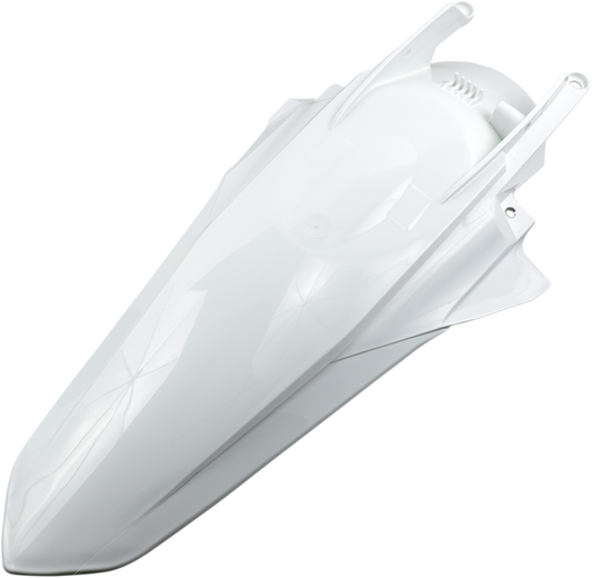 Acerbis white rear fender motorcycle body part with mounting points, designed for off-road or motocross bikes.