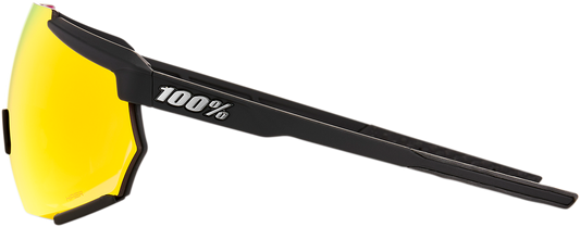 Bill's Exhausts Racetrap sunglasses with soft black frame and red mirror lenses, stylish and protective eyewear.