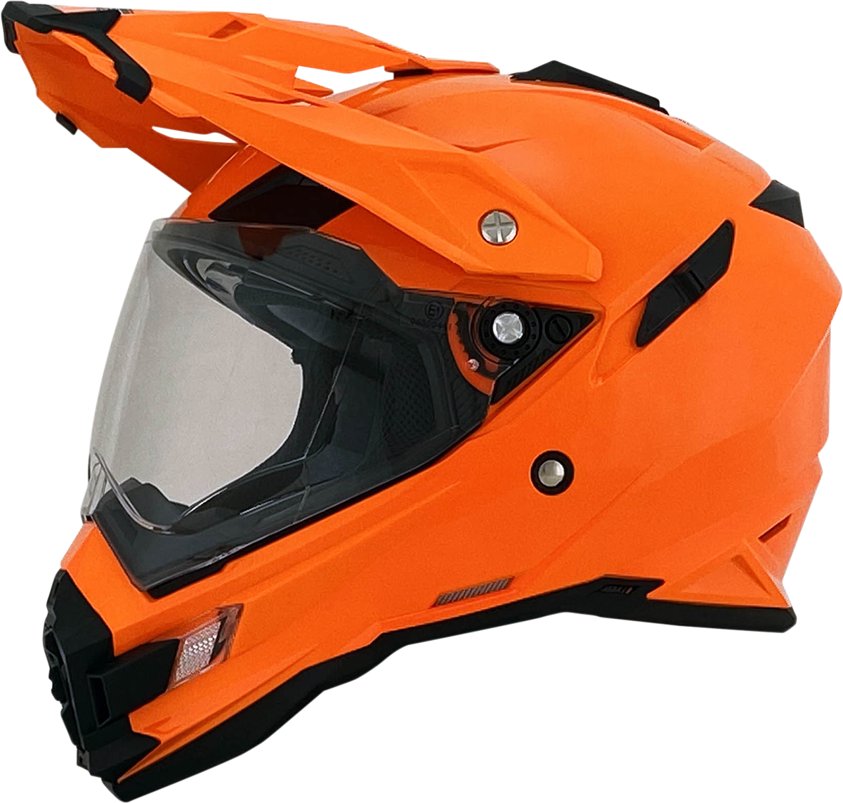 Bill's Exhausts AFX FX-41DS helmet in safety orange, large size, with a sleek aerodynamic design and secure strap visible.