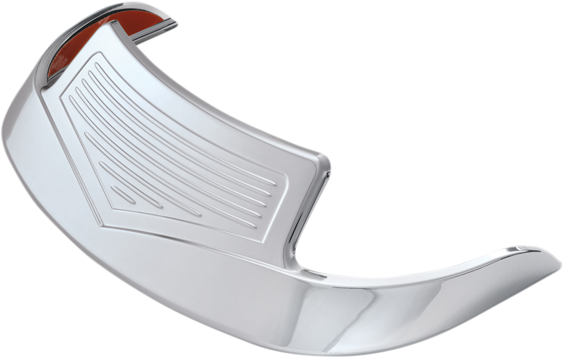 Chrome front fender accent for engine from Bill's Exhausts, part number 91-310, featuring shiny chrome finish and detailed design.