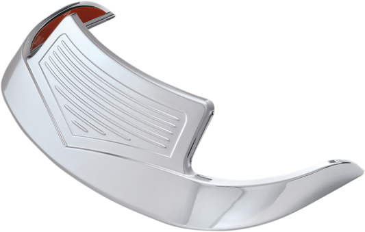 Chrome front fender accent for engine from Bill's Exhausts, part number 91-310, featuring shiny chrome finish and detailed design.