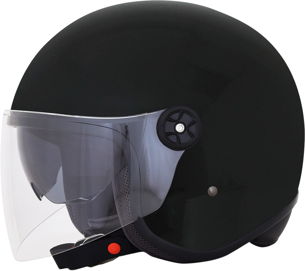 Gloss black AFX FX-143 motorcycle helmet in medium size, featuring a sleek design and clear visor.