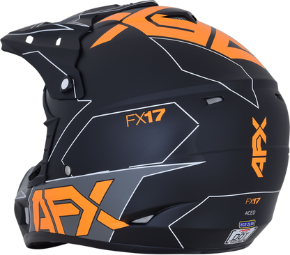 AFX FX-17 helmet in matte black and orange with small size, featuring a sleek motorcycle helmet design by Bill's Exhausts.