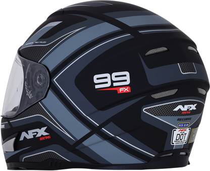Bill's Exhausts AFX FX-99 Helmet Recurve in matte black and gray, large size, with sleek aerodynamic design.