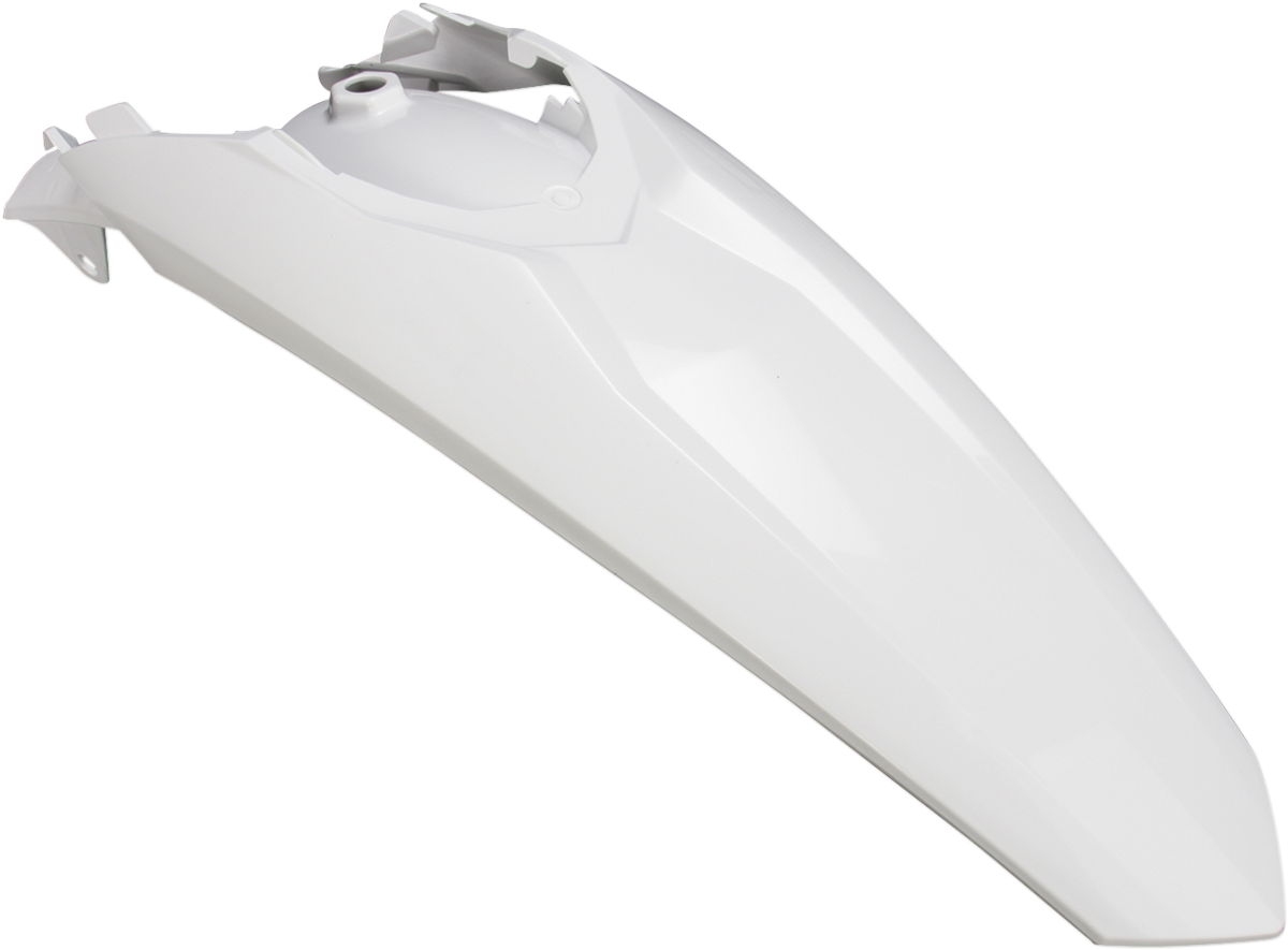 Acerbis white rear fender for motorcycle, showcasing its sleek body design and clean finish, compatible with various bike models.
