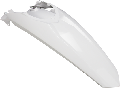 Acerbis white rear fender for motorcycle, showcasing its sleek body design and clean finish, compatible with various bike models.