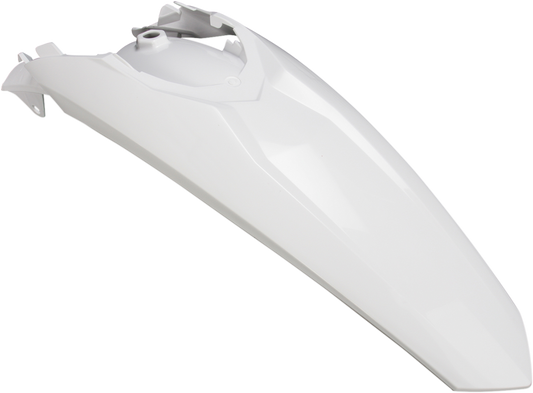 Acerbis white rear fender for motorcycle, showcasing its sleek body design and clean finish, compatible with various bike models.