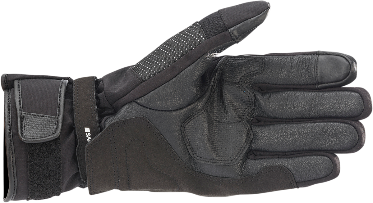 Black Alpinestars Andes V3 Drystar® motorcycle gloves in large size with protective knuckles and adjustable wrist closure.