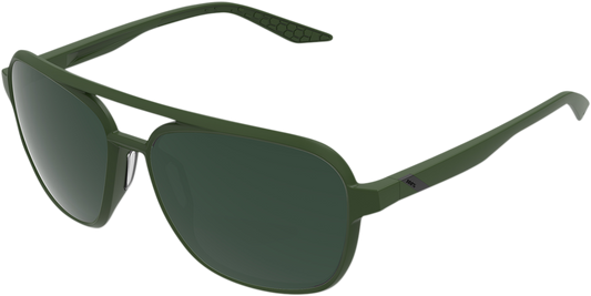 100% Kasia Aviator Sunglasses - Round - Green - Gray Green 61042-190-74 - Howling Moto