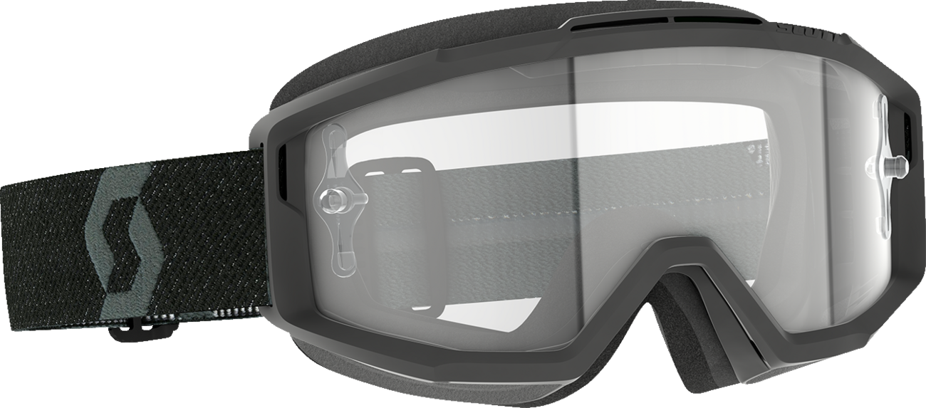 Bill's Exhausts SCOTT Split OTG Goggles in black with clear lenses, designed for motorcycle or sports riding protection.