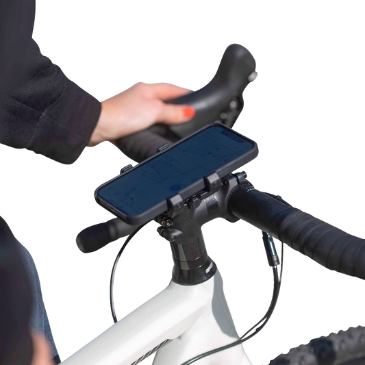 Universal SP CONNECT Clamp for phones, black metal mount with adjustable grip, designed for secure attachment to various devices.