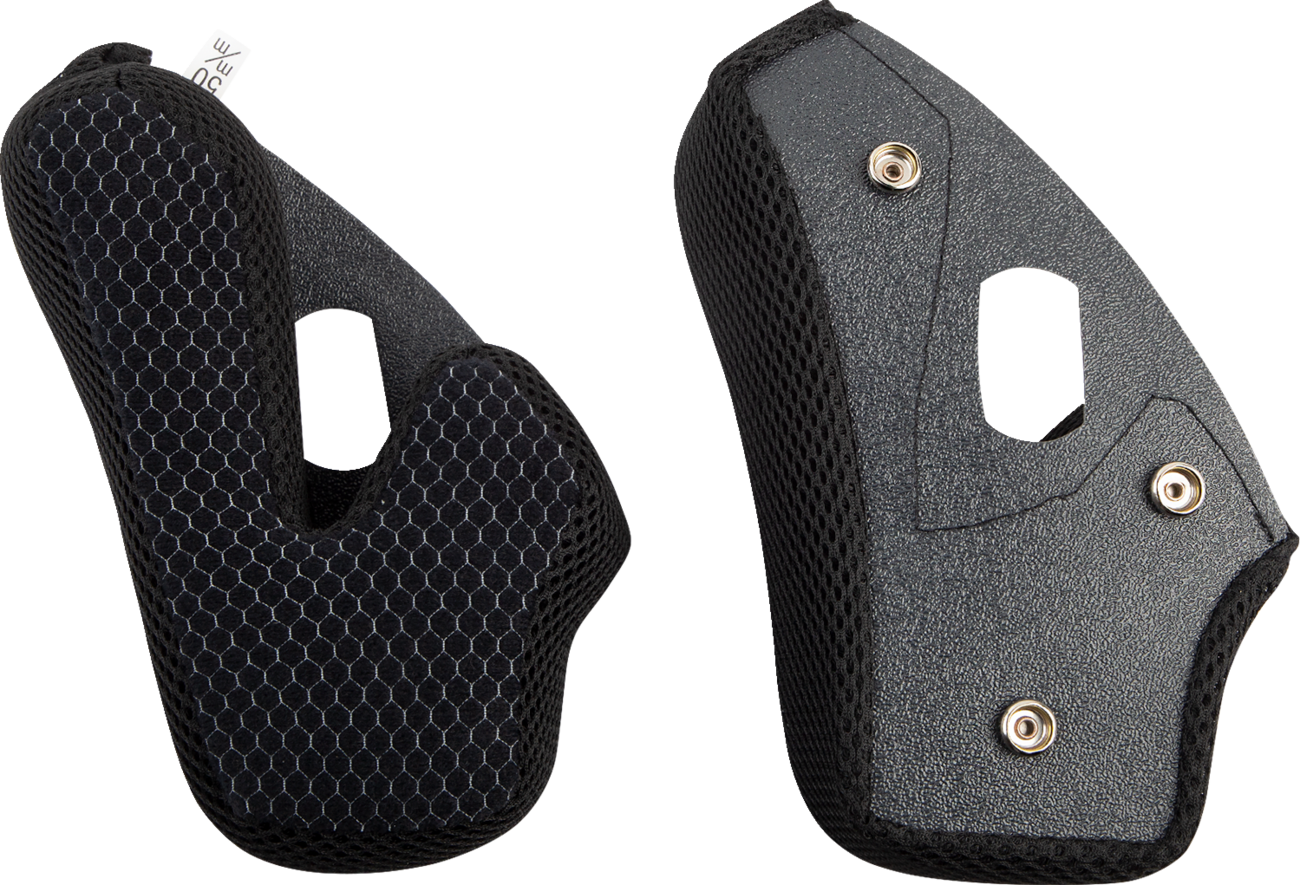 Black AFX FX-37X Cheek Pads in XS size, designed for motorcycle helmets, with visible padding and secure fit features.