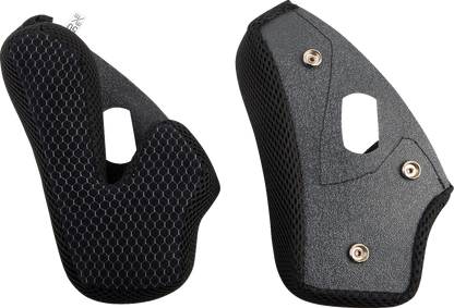 Black AFX FX-37X Cheek Pads in XS size, designed for motorcycle helmets, with visible padding and secure fit features.