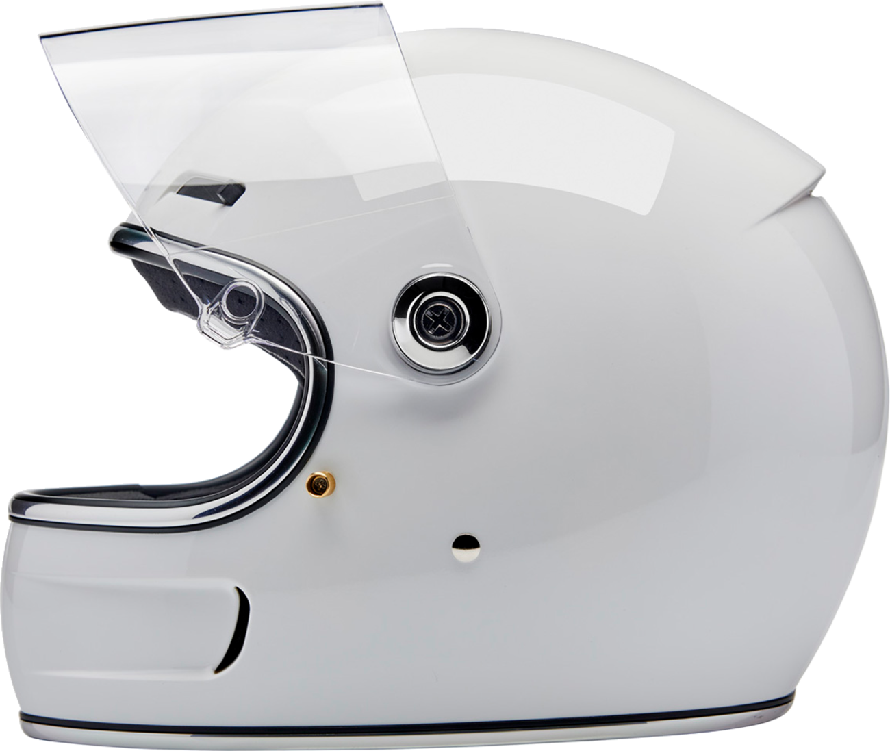 Gloss white BILTWELL Gringo SV motorcycle helmet, large size, with aerodynamic design and ventilation features.