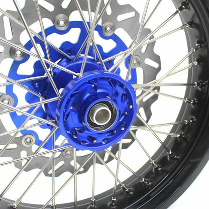 KKE 3.5/4.25*17inch For KAWASAKI KX250F KX450F 2006-2018 Supermoto Rims With Disc&Sprocket Blue - Howling Moto