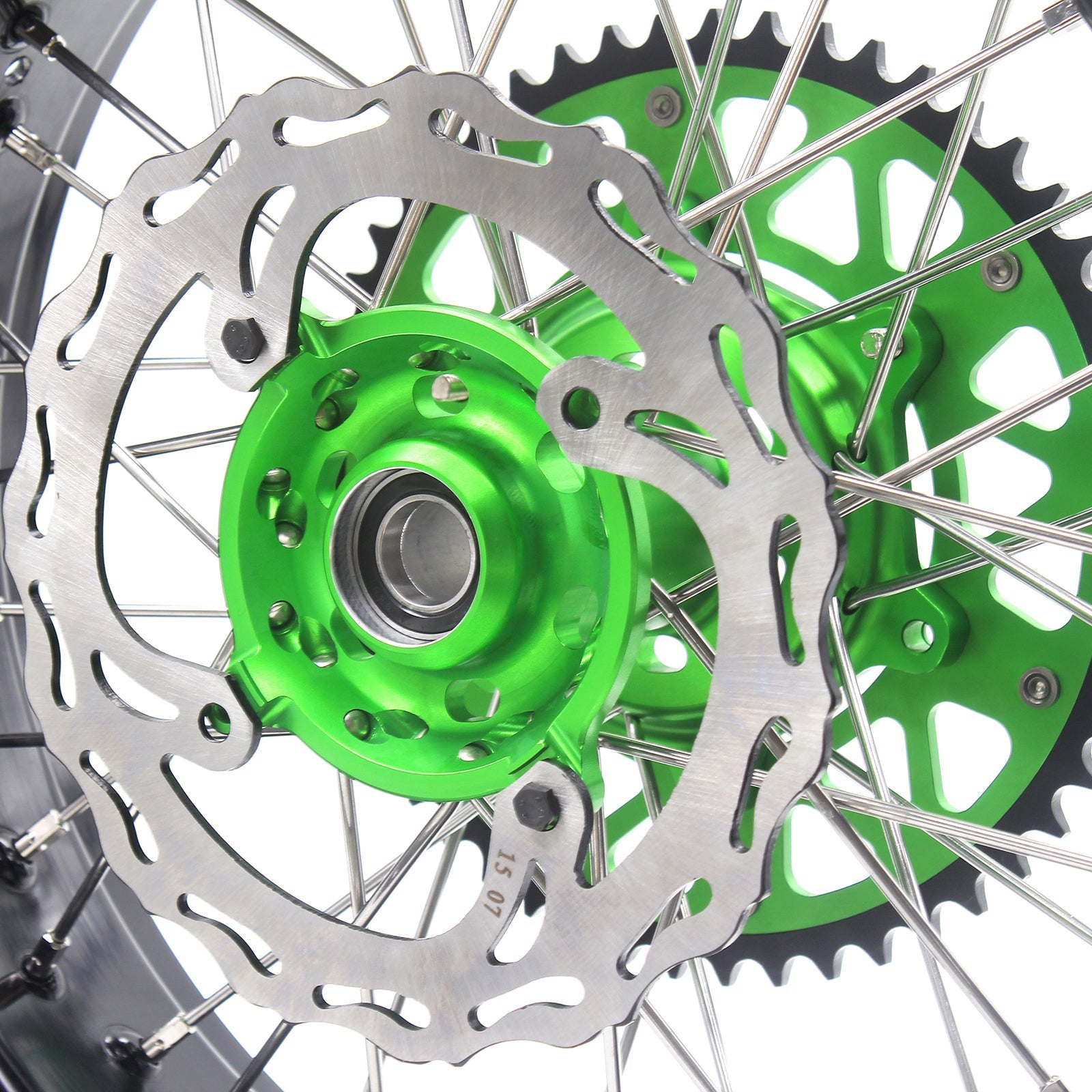 KKE 3.5/4.25*17inch For KAWASAKI KX250F KX450F 2006-2018 Supermoto Rims With Disc&Sprocket Green - Howling Moto