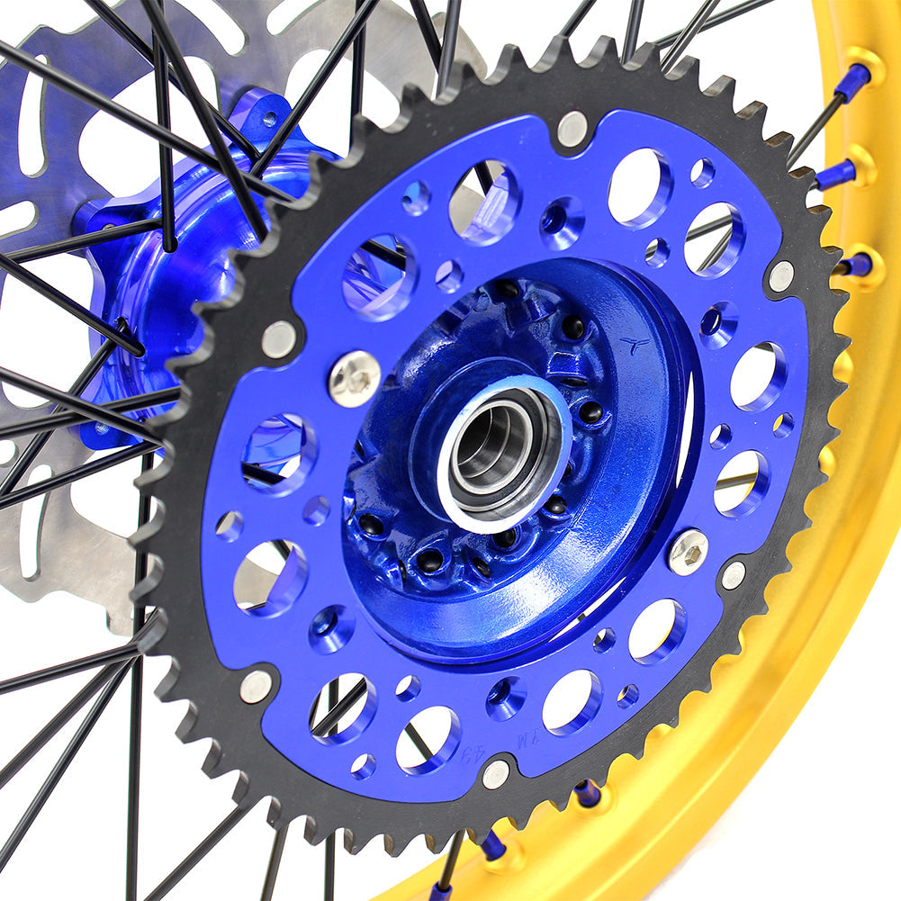 KKE 21"&19" Mx Dirtbike Cast Wheels For YAMAHA YZ125 YZ250 1999-2016 YZ250F YZ450F 2003-2015 Gold Rim Black Spokes With Disc - Howling Moto