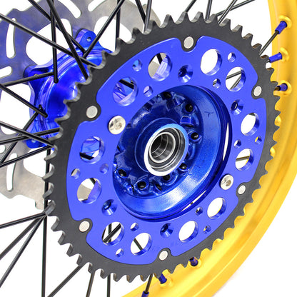 KKE 21"&19" Mx Dirtbike Cast Wheels For YAMAHA YZ125 YZ250 1999-2016 YZ250F YZ450F 2003-2015 Gold Rim Black Spokes With Disc - Howling Moto