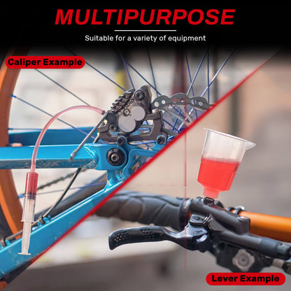 Hycline hydraulic brake mineral oil bleed kit for Shimano, Tektro, TRP bicycle brakes, including tubes and tools for maintenance.