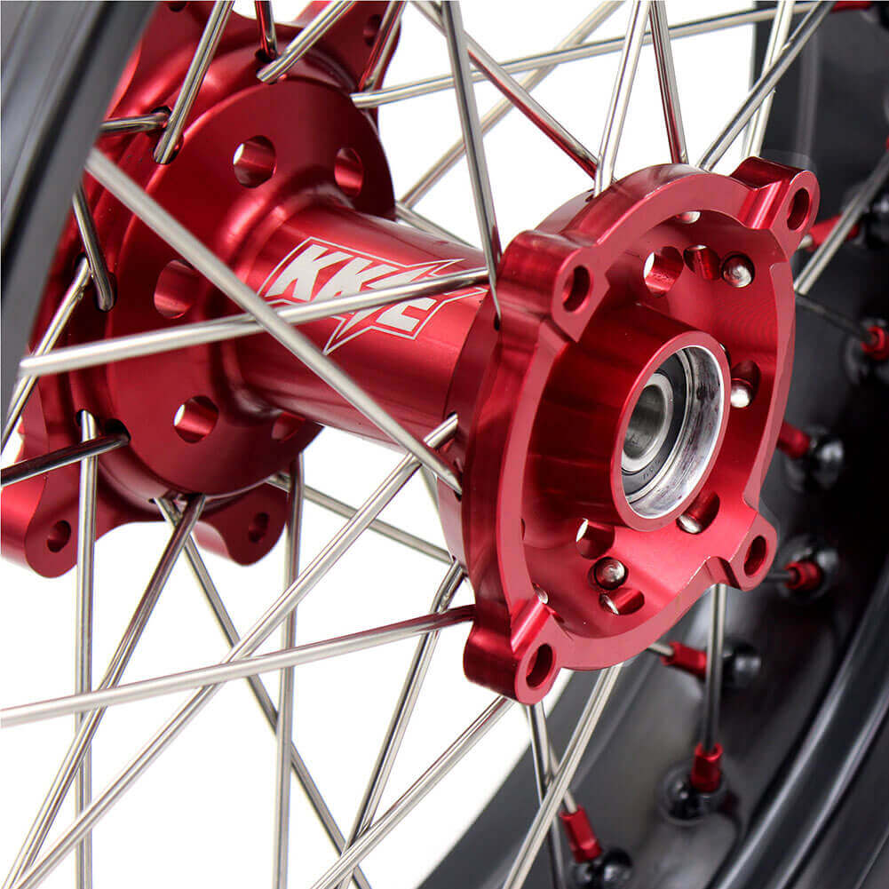 KKE 17 Inch OEM Size Supermoto Wheels for Honda XR650L 1993-2024 Red Nipple - Howling Moto
