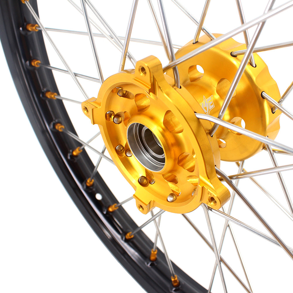 KKE 21 & 19 MX Rims for Suzuki RMZ250 2007-2024 RMZ450 2005-2024 Gold Nipple - Howling Moto