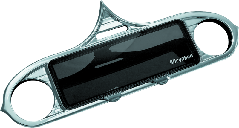 Chrome Kuryakyn Stereo Accent for 1996-2013 Harley-Davidson FL Touring models, shown installed on motorcycle.