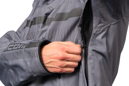 Gray ICON PDX3™ jacket in 2XL size, featuring a sleek design with attention to detail, made by Bill's Exhausts.