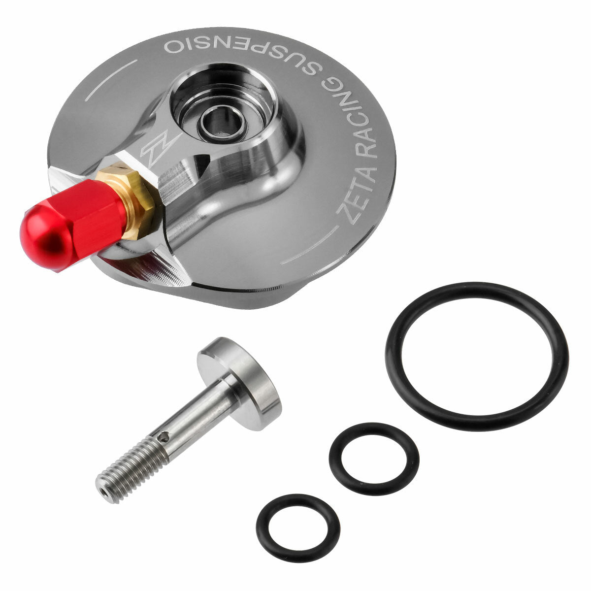 ZETA WP Shock Gas Valve Xact Shock with part number ZE56-51001, close-up of the ZETA brand shock component.