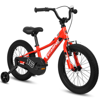 Hycline Ecarpat 16-inch kid's bicycle with training wheels and colorful frame, suitable for young children learning to ride.