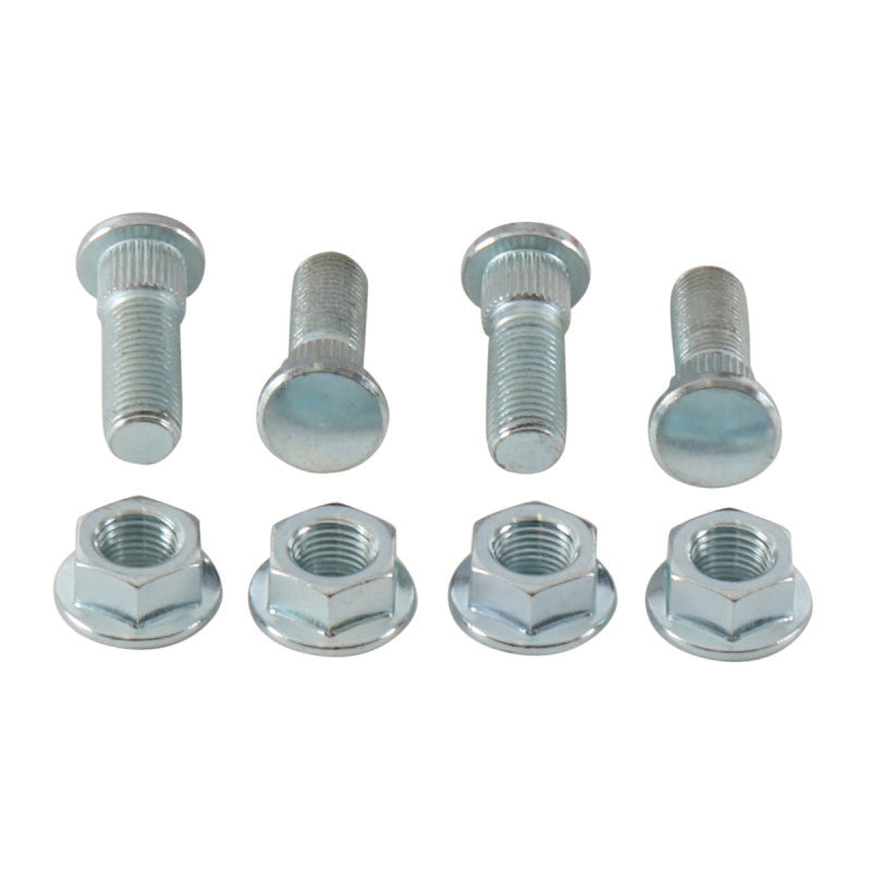 QuadBoss front wheel stud and nut kit for Polaris ATP 330 4x4, showing metal studs and nuts for OE replacement.