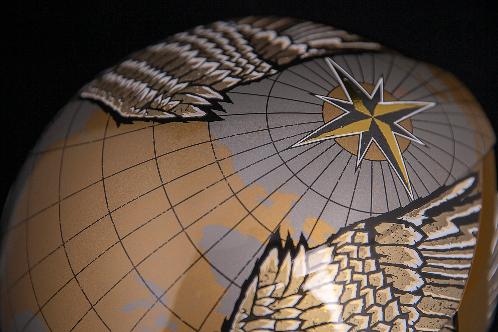 ICON Airform™ Helmet Semper Fi Gold XL helmet with sleek design and detailed branding, made by Bill's Exhausts for motorcycle safety.