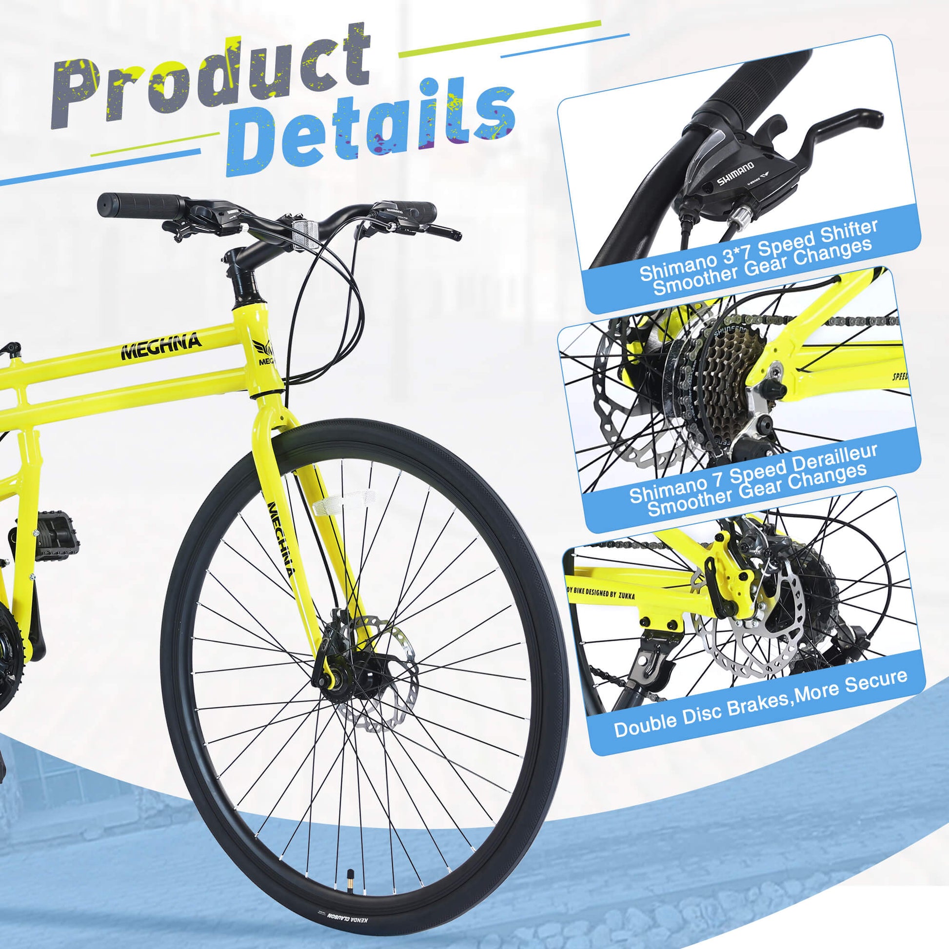 Hycline Meghna Fevo 700x32C bicycle tire showing tread pattern and sidewall details on a white background.