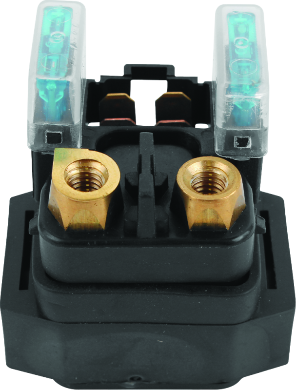 QuadBoss Honda TRX125 starter solenoid and relay for 1985-1986 FourTrax ATV, showing the black electrical component with wiring.