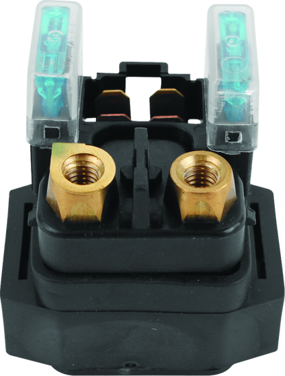 QuadBoss Honda TRX125 starter solenoid and relay for 1985-1986 FourTrax ATV, showing the black electrical component with wiring.