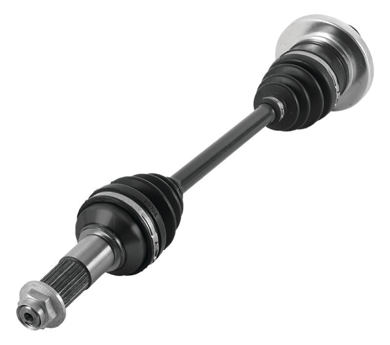QuadBoss rear left rugged axle for Yamaha YFM660F Grizzly 4x4, showing the durable metal construction and mounting points.