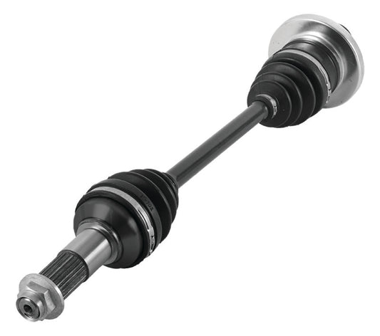 QuadBoss rear left rugged axle for Yamaha YFM660F Grizzly 4x4, showing the durable metal construction and mounting points.
