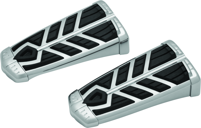 Kuryakyn Spear Footpegs without adapter in chrome for Harley-Davidson motorcycles, showcasing their stylish and comfortable design