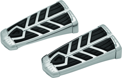 Kuryakyn Spear Footpegs without adapter in chrome for Harley-Davidson motorcycles, showcasing their stylish and comfortable design