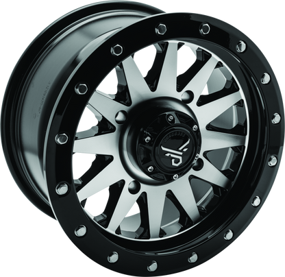 QuadBoss Wagon 14x7 black machined alloy wheel for powersports vehicles, lightweight and durable with 4+3 offset and 4/156 bolt pattern