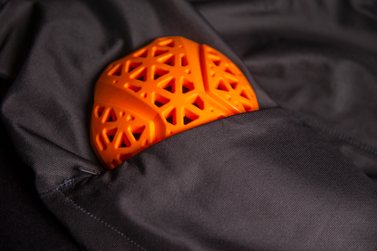 Black ICON Airform Jacket by Bill's Exhausts, small size, showing front view with zipper and collar detail.