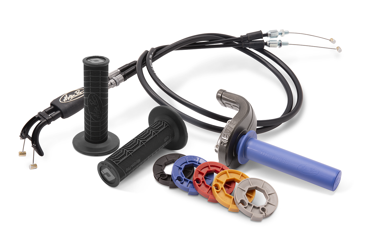 Motion Pro Rev3 throttle kit with adjustable variable rate off-road throttle system for motorcycles and dirt bikes.