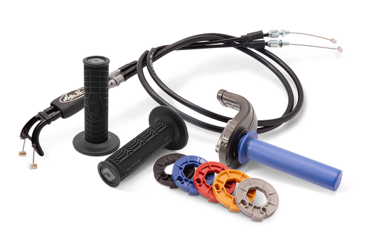 Motion Pro Rev3 throttle kit with adjustable variable rate off-road throttle system for motorcycles and dirt bikes.