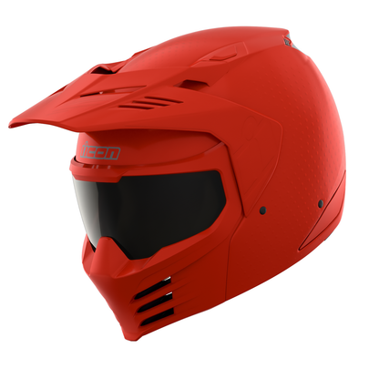 Red ICON Elsinore™ Helmet in medium size with Monotype design, featuring a sleek motorcycle helmet style.