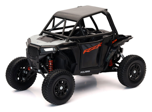 Black New-Ray 1:18 scale Polaris RZR XP 1000 UTV toy model with detailed features and realistic design.