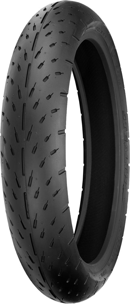 Shinko Ultra Soft 87-4001U stealth radial front tire with 120/70ZR17 size and 58W load rating, designed for sport and racing vehicles.