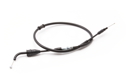Motion Pro throttle cable for Yamaha YZ65 motorcycle, showing the flexible black cable with metal fittings.
