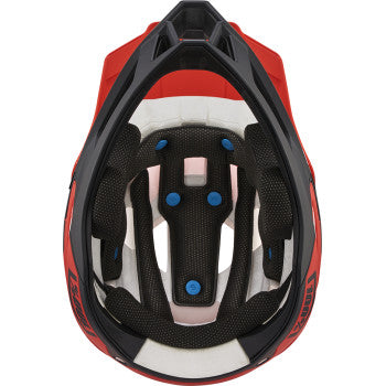 Small Fluo Red Trajecta bicycle helmet with Fidlock buckle and cargo design, featuring vibrant color and aerodynamic shape.