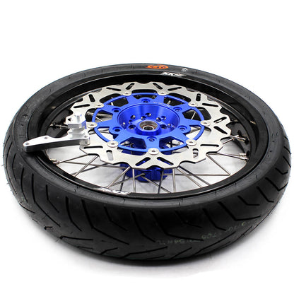 KKE 3.5/4.25*17inch Cush Drive Supermoto Wheels Tires For SUZUKI DR650SE 1996-2021