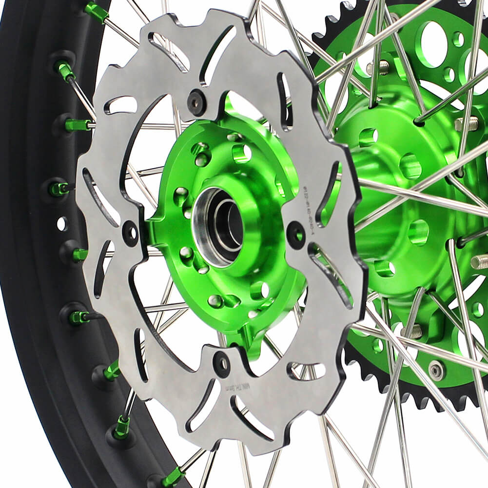 KKE 21 & 19 MX Wheels for Kawasaki KX250F 2019 and 2021 Green Nipple(2020 Excluded) - Howling Moto