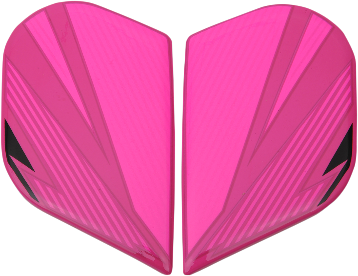Pink ICON Alliance GT™ helmet side plates with primary design, compatible with helmet parts from Bill's Exhausts.